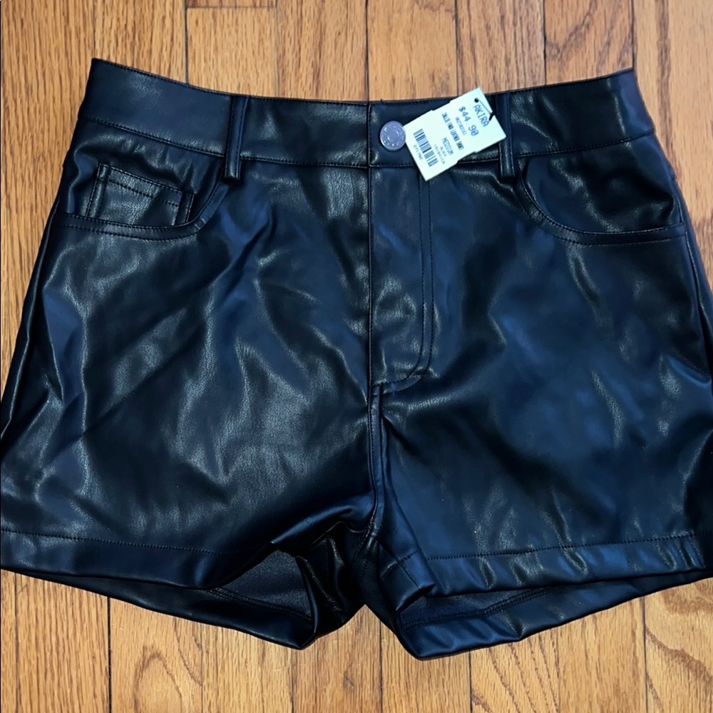 Black Leather Women's Shorts